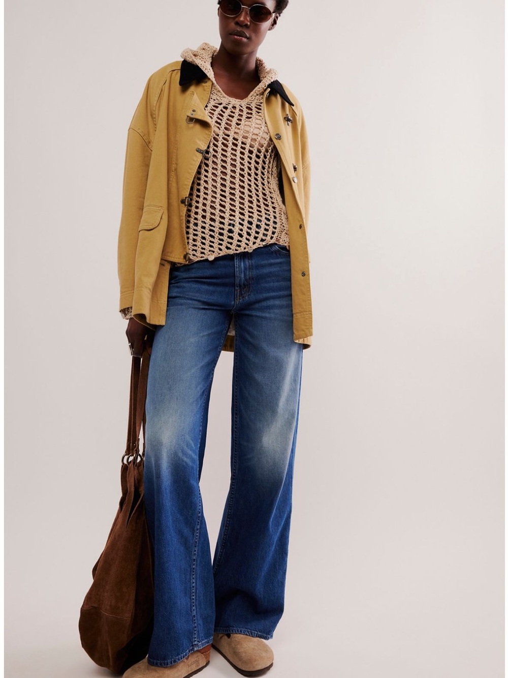 MOTHER High-Rise Wide-Leg Blue Jeans